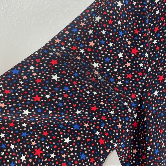 Madewell 100% Silk Red White & Blue Stars Tie Silk Dress - Picture 7 of 12